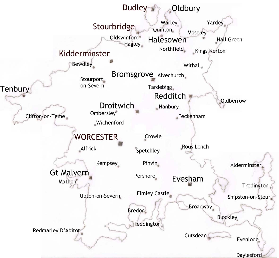 Victorian Worcestershire boundaries