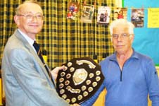 Ray Collett receives Div 1 Shield from Maurice Bissell